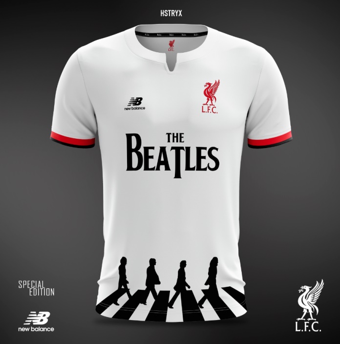 Camiseta do Liverpool em homenagem aos Beatles