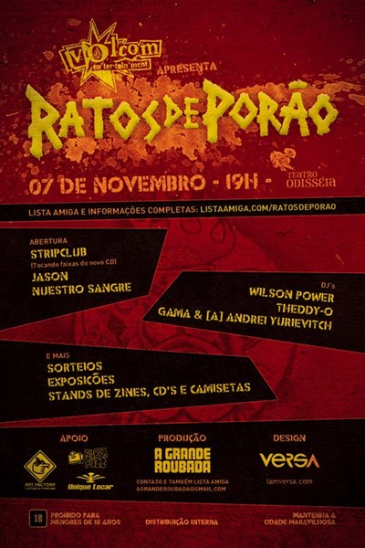Volcom Tour 2010 do Ratos de Porão em novembro no RJ