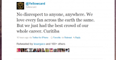 Yellowcard diz que plateia de Curitiba foi a melhor da carreira