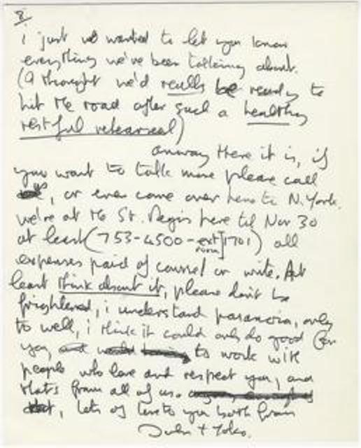 Carta de John Lennon para Eric Clapton