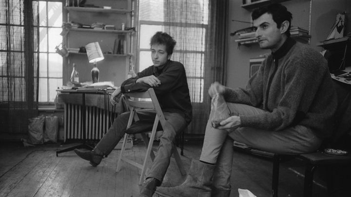 Bob Dylan com seu então empresário, Victor Maymudes, em apartamento de Nova York