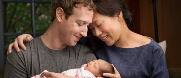 Mark Zuckerberg, a esposa Priscilla e a filha do casal