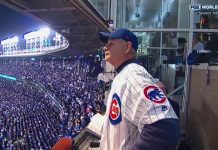 Bill Murray no estádio do Chicago Cubs