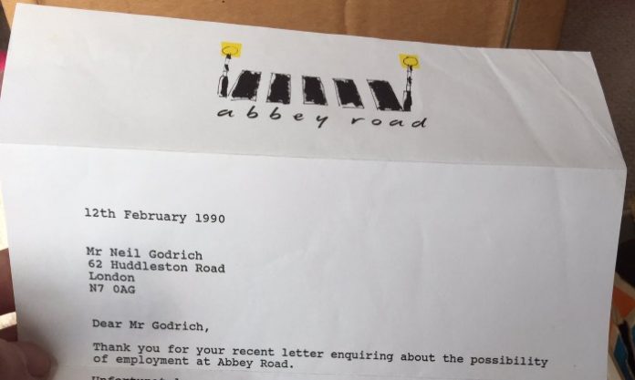 Carta de Nigel Godrich em Abbey Road