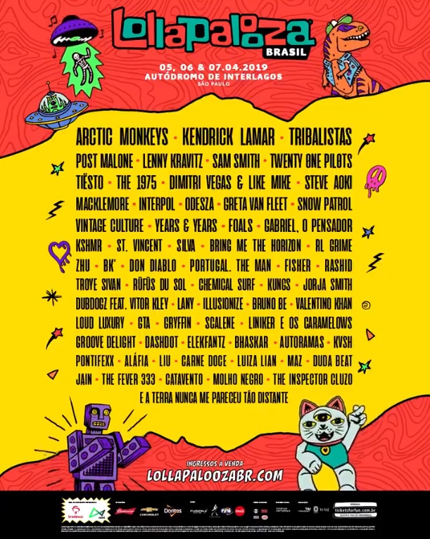 Cartaz do Lollapalooza Brasil 2019