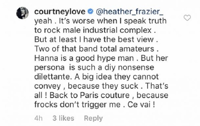 Courtney Love comentando o Bikini Kill