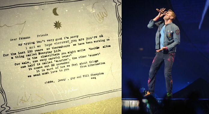 Coldplay anuncia disco com carta