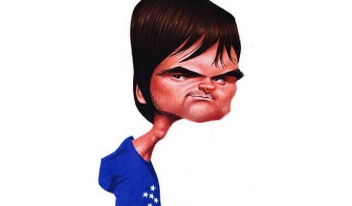 Caricatura de Samuel Rosa com camisa do Cruzeiro