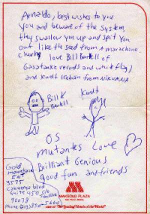 Carta de Kurt Cobain para Arnaldo Baptista