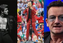 Robbie Williams, George Michael e Bono (U2)