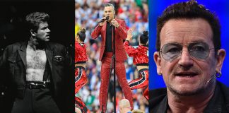 Robbie Williams, George Michael e Bono (U2)