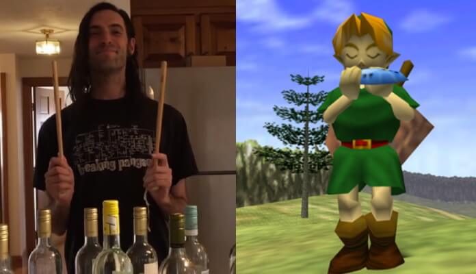 Músico toca tema de Ocarina Of Time em garrafas