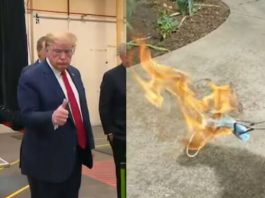 Donald Trump e máscara queimando