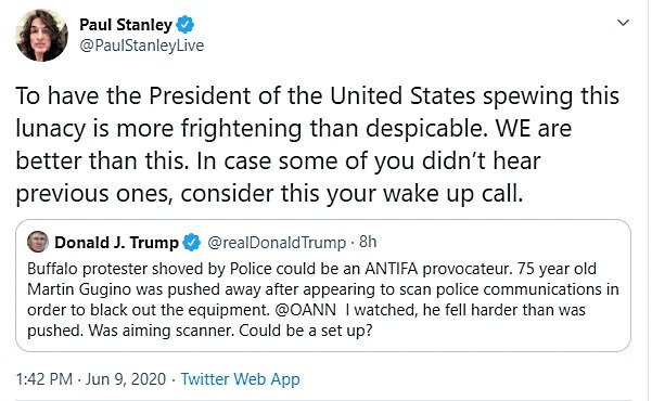 Paul Stanley e Tweet sobre Donald Trump