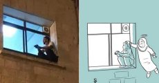 Coronavírus: Homem escala janela para se despedir da mãe