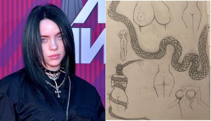 Billie Eilish e desenho de peitos