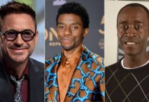 Robert Downey Jr., Chadwick Boseman e Don Cheadle