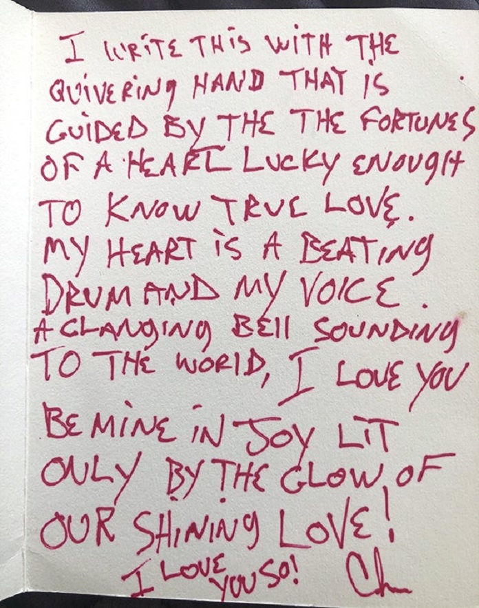 Carta de amor escrita por Chris Cornell para sua esposa Vicky