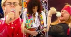Elton John e Axl Rose cantam "Bohemian Rhapsody" com o Queen em 1992