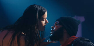 Rosalía e The Weeknd no clipe de LA FAMA