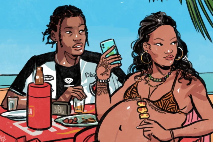 Ilustração de Rihanna e A$AP Rocky na Paraíba