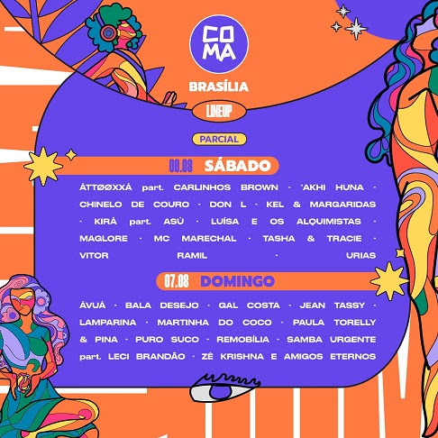 Line-up parcial do festival CoMA 2022
