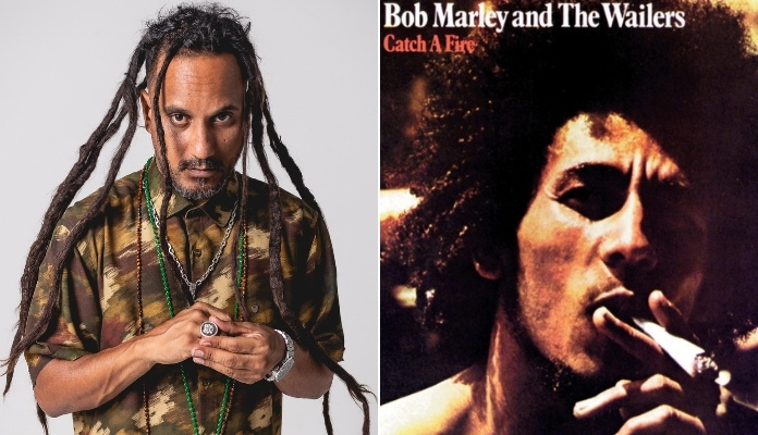 Helio Bentes (Ponto de Equilíbrio) e capa de disco do Bob Marley