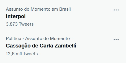 Trending Topics: Interpol e Carla Zambelli