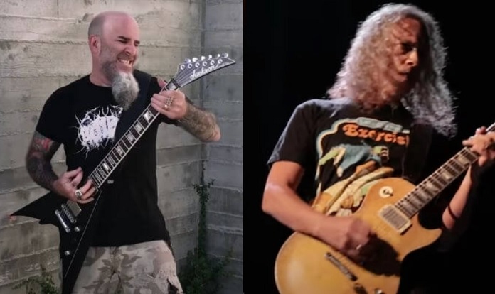 Scott Ian e Kirk Hammett tocando guitarra