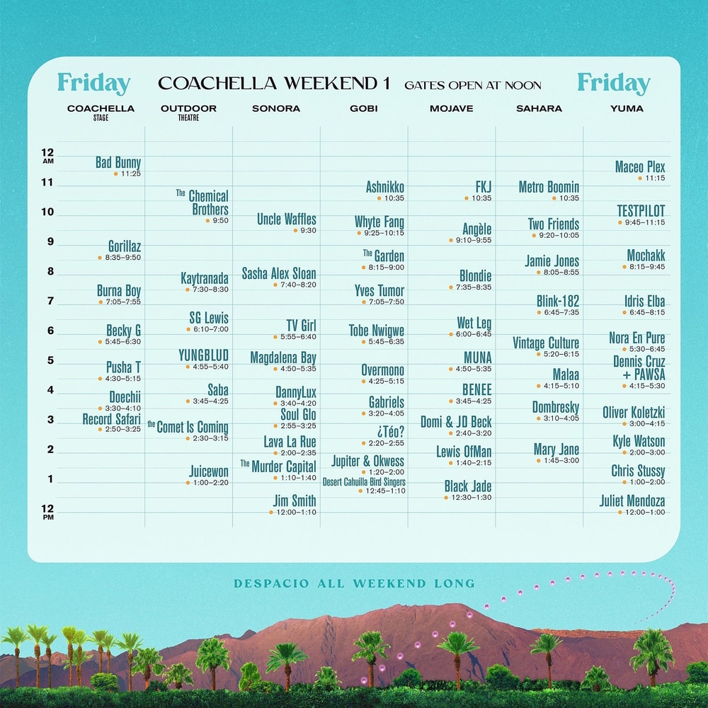 Coachella: horários de sexta-feira