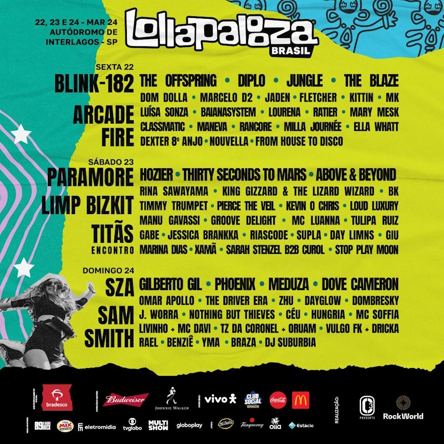 Lollapalooza Brasil 2024: line-up por dia