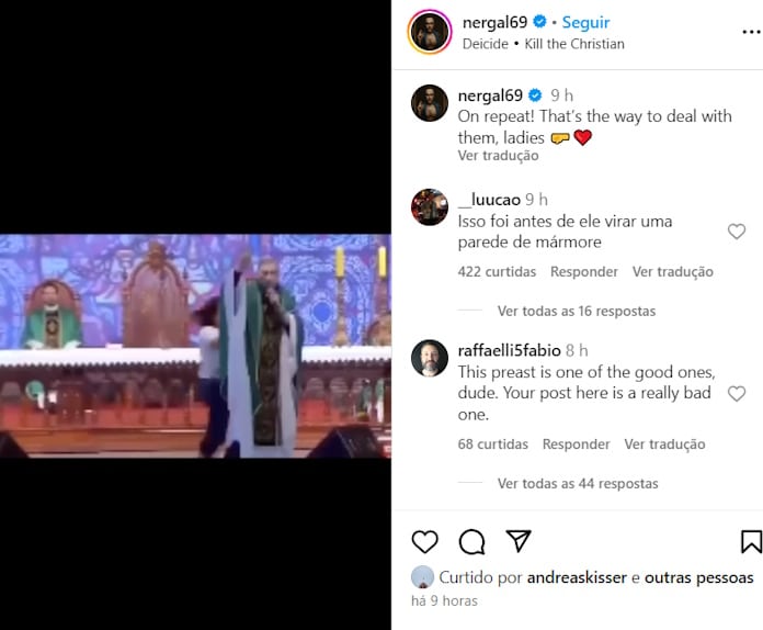 Nergal celebra ataque ao Padre Marcelo Rossi
